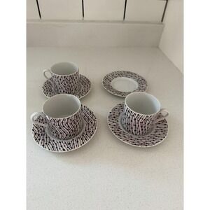 VTG The Haldon Group Blue And Red Demitasse Cups and Saucers Set of 2 Complete